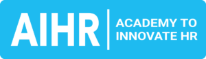 image of AIHR logo on a light blue background with words AIHR and Academy to Innovate HR in white